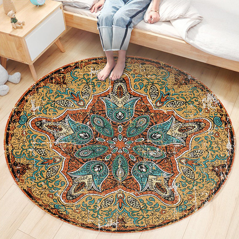 Ethnic Boho Chic Rug Multi-Colored Floral Carpet Machine Washable