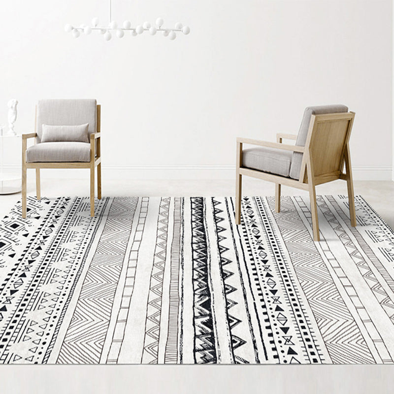 Multi Colored Moroccan Rug Cotton Geometry Seamless Pattern Rug Pet-Friendly Carpet for Home Decor Light Gray-Black Clearhalo 'Area Rug' 'Moroccan' 'Rugs' Rug' 2141265