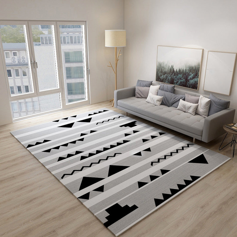 Classical Moroccan Rug Multicolor Seamless Tribal Pattern Rug Non-Slip Pet Friendly Machine Washable Rug for Home Decoration Light Gray-Black Clearhalo 'Area Rug' 'Moroccan' 'Rugs' Rug' 2141299