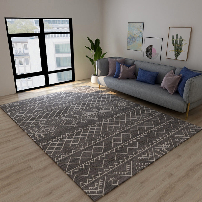 Classical Moroccan Rug Multicolor Seamless Tribal Pattern Rug Non-Slip Pet Friendly Machine Washable Rug for Home Decoration Gray-White Clearhalo 'Area Rug' 'Moroccan' 'Rugs' Rug' 2141300