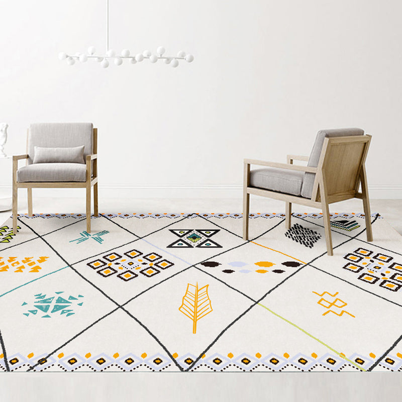 Exotic Multi-Color Boho Rug Polyester Seamless Geometric Pattern Rug Anti-Slip Pet Friendly Machine Washable Carpet for Room White-Orange Clearhalo 'Area Rug' 'Bohemian' 'Rugs' Rug' 2141382