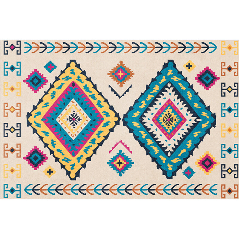 Bohemian Living Room Rug Multi Color Geometric Rug Polypropylene Stain Resistant Non-Slip Backing Washable Area Carpet Blue-Yellow Clearhalo 'Area Rug' 'Bohemian' 'Rugs' Rug' 2141403