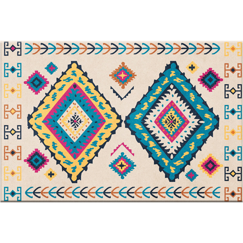 Chic Geometric Pattern Rug Multi Colored Boho Rug Synthetics Washable Non-Slip Stain Resistant Rug for Living Room Blue-Yellow Clearhalo 'Area Rug' 'Bohemian' 'Rugs' Rug' 2141435