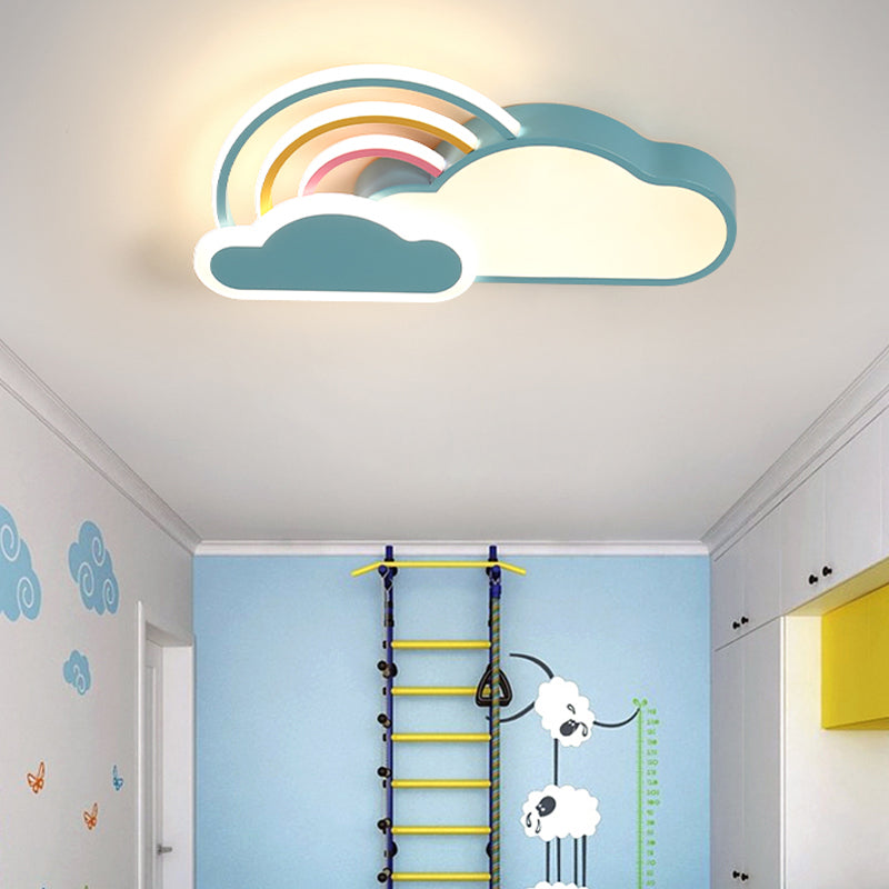 19.5"/25.5" Wide Cloud Design Flush Mount Lighting Kids Acrylic LED Blue Ceiling Mounted Light for Bedroom Blue Clearhalo 'Ceiling Lights' 'Close To Ceiling Lights' 'Close to ceiling' 'Flush mount' Lighting' 214145