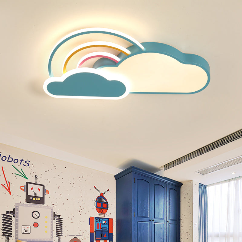 19.5"/25.5" Wide Cloud Design Flush Mount Lighting Kids Acrylic LED Blue Ceiling Mounted Light for Bedroom Clearhalo 'Ceiling Lights' 'Close To Ceiling Lights' 'Close to ceiling' 'Flush mount' Lighting' 214146