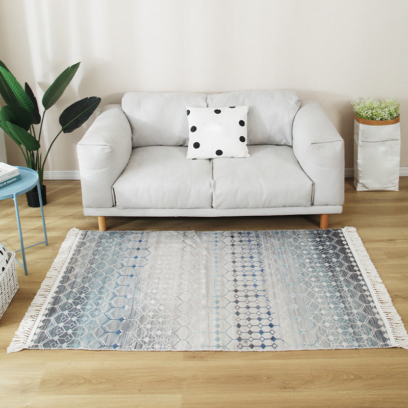 Stylish Boho Chic Rug Multicolor Geometric Rug Machine Wash Tassel-Trimmed Rug for Home Blue-Gray Clearhalo 'Area Rug' 'Bohemian' 'Rugs' Rug' 2141530