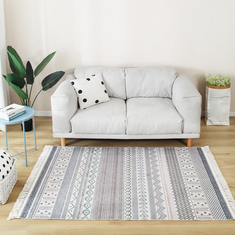 Stylish Boho Chic Rug Multicolor Geometric Rug Machine Wash Tassel-Trimmed Rug for Home Light Gray-White Clearhalo 'Area Rug' 'Bohemian' 'Rugs' Rug' 2141532