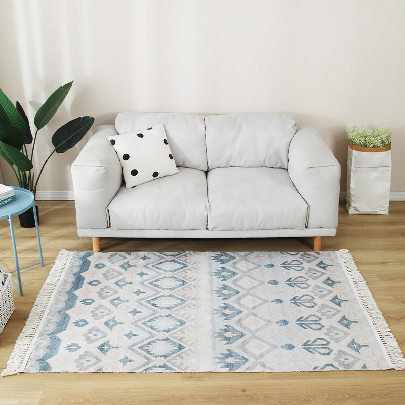 Stylish Boho Chic Rug Multicolor Geometric Rug Machine Wash Tassel-Trimmed Rug for Home Light Blue Clearhalo 'Area Rug' 'Bohemian' 'Rugs' Rug' 2141546