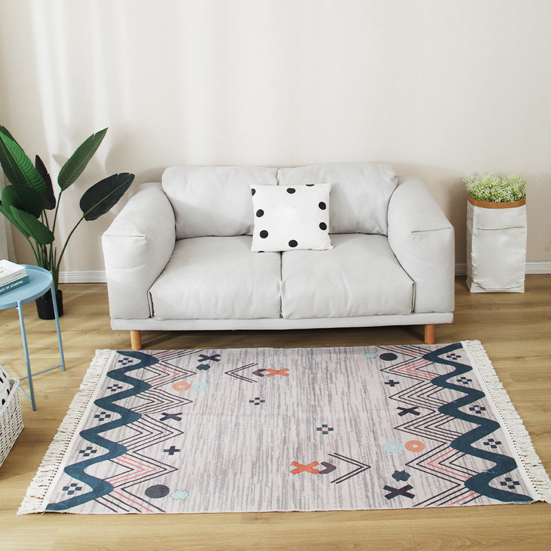 Stylish Boho Chic Rug Multicolor Geometric Rug Machine Wash Tassel-Trimmed Rug for Home Blue-Orange Clearhalo 'Area Rug' 'Bohemian' 'Rugs' Rug' 2141547