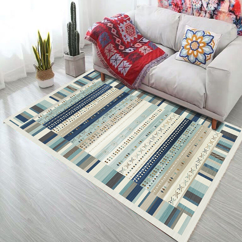 Bold Geometry Area Rug Polypropylene Bohemia Carpet Pet Friendly Machine Washable Non-Slip Rug for Living Room Aqua Clearhalo 'Area Rug' 'Bohemian' 'Rugs' Rug' 2141550