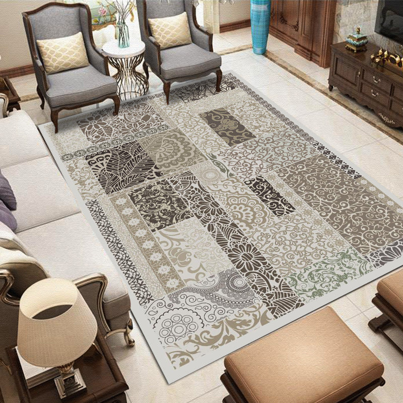 Whitewashed Multi Color Boho Rug Polyester Geometric Rug Pet Friendly Non-Slip Machine Washable Carpet for Home Decor Khaki Clearhalo 'Area Rug' 'Bohemian' 'Rugs' Rug' 2141576