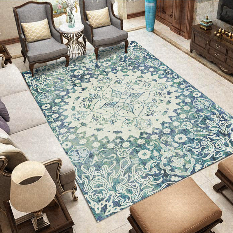 Whitewashed Multi Color Boho Rug Polyester Geometric Rug Pet Friendly Non-Slip Machine Washable Carpet for Home Decor Aqua Clearhalo 'Area Rug' 'Bohemian' 'Rugs' Rug' 2141583