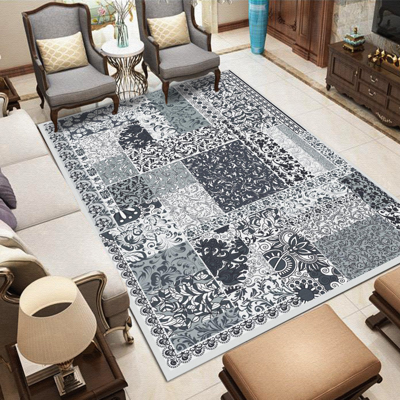 Whitewashed Multi Color Boho Rug Polyester Geometric Rug Pet Friendly Non-Slip Machine Washable Carpet for Home Decor Gray-Blue Clearhalo 'Area Rug' 'Bohemian' 'Rugs' Rug' 2141584