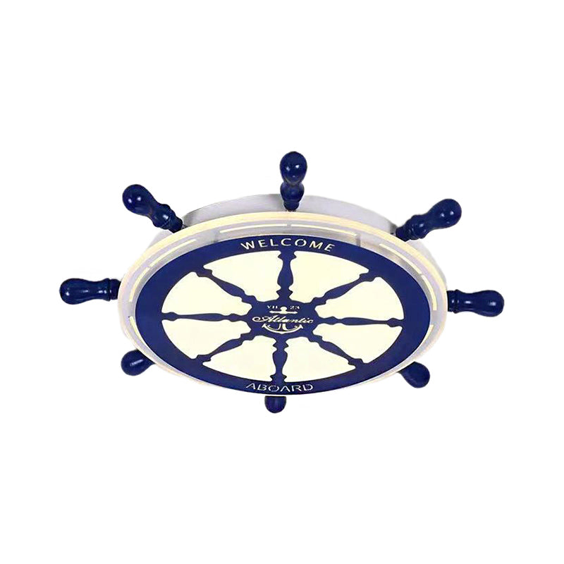 Rudder Flushmount Lighting Cartoon Style Metal and Acrylic LED Blue Ceiling Lighting in White/3 Color Light for Bedroom Clearhalo 'Ceiling Lights' 'Close To Ceiling Lights' 'Close to ceiling' 'Flush mount' Lighting' 214159