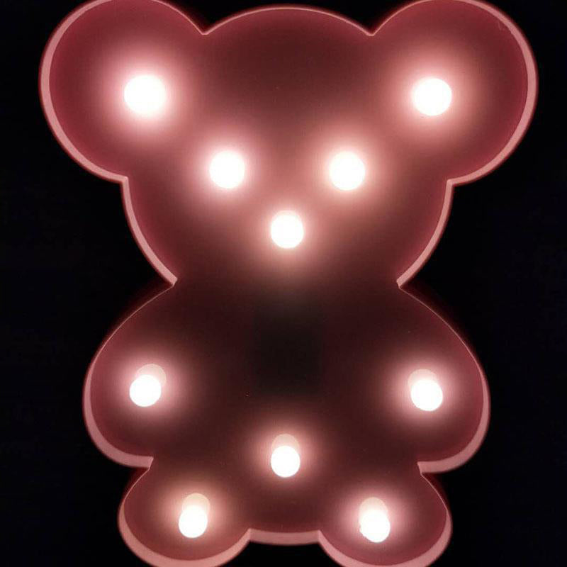 Animal Shaped Plastic Battery Nightstand Lamp Decorative Pink LED Table Light Ideas for Kids Bedroom Pink Battery B Clearhalo 'Night Lights' 'Wall Lights' Lighting' 2141700