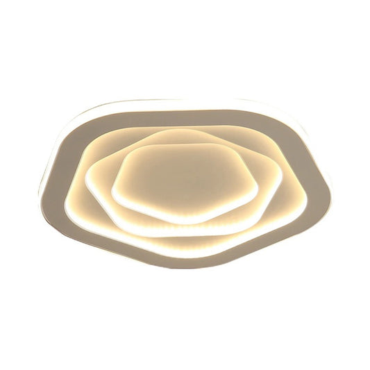 16"/19.5"/23.5" W Simple LED Acrylic Flush Mount White Pentagon Flush Ceiling Light with Acrylic Shade, Warm/White Light Clearhalo 'Ceiling Lights' 'Close To Ceiling Lights' 'Close to ceiling' 'Flush mount' Lighting' 214183