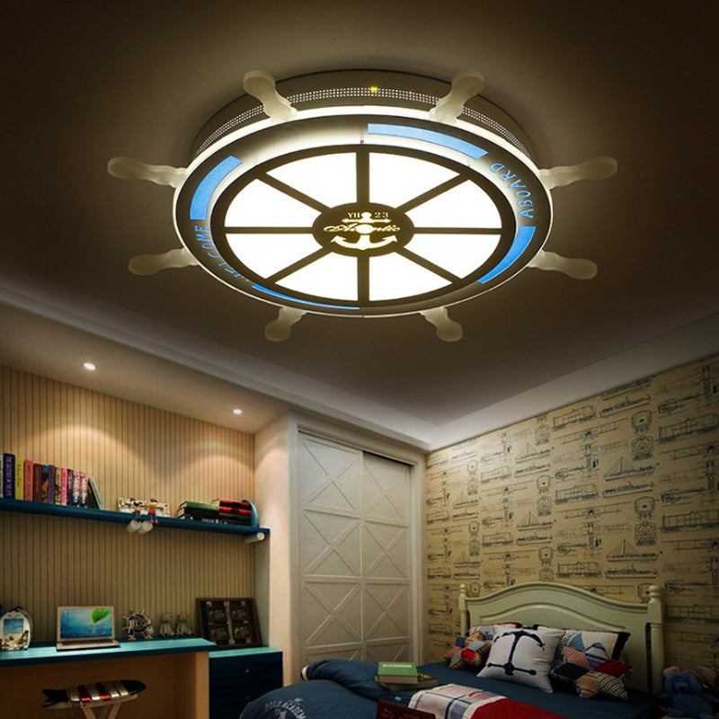 LED Living Room Flush Mount Lamp with Rudder Acrylic Shade Cartoon Stylish White Flush Mount Lighting, Warm/White Light Clearhalo 'Ceiling Lights' 'Close To Ceiling Lights' 'Close to ceiling' 'Flush mount' Lighting' 214197