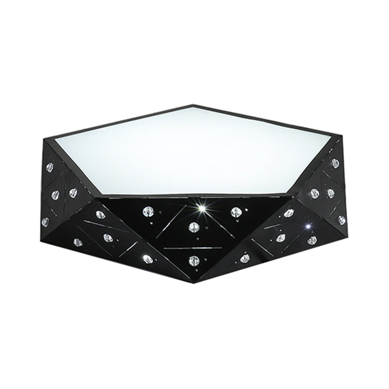 Geometric Flushmount Light Nordic Acrylic LED Black/White Flush Mount Fixture with Crystal Accents, 16"/19.5" Wide Clearhalo 'Ceiling Lights' 'Close To Ceiling Lights' 'Close to ceiling' 'Flush mount' Lighting' 214229