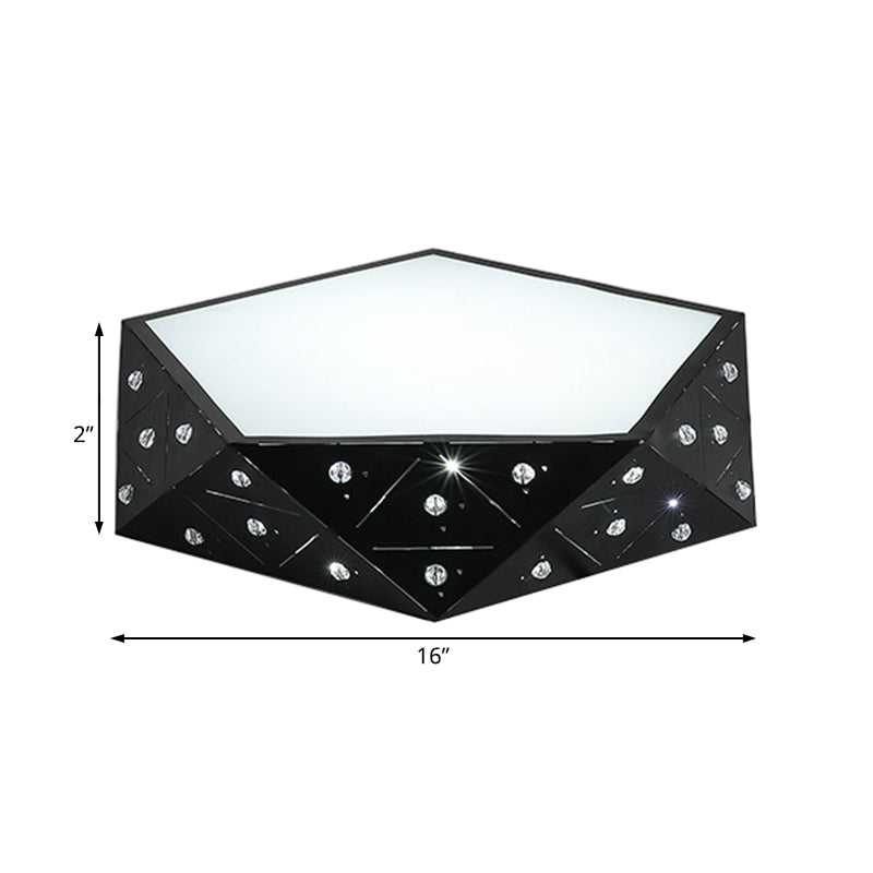 Geometric Flushmount Light Nordic Acrylic LED Black/White Flush Mount Fixture with Crystal Accents, 16"/19.5" Wide Clearhalo 'Ceiling Lights' 'Close To Ceiling Lights' 'Close to ceiling' 'Flush mount' Lighting' 214230