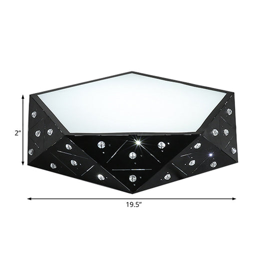 Geometric Flushmount Light Nordic Acrylic LED Black/White Flush Mount Fixture with Crystal Accents, 16"/19.5" Wide Clearhalo 'Ceiling Lights' 'Close To Ceiling Lights' 'Close to ceiling' 'Flush mount' Lighting' 214231