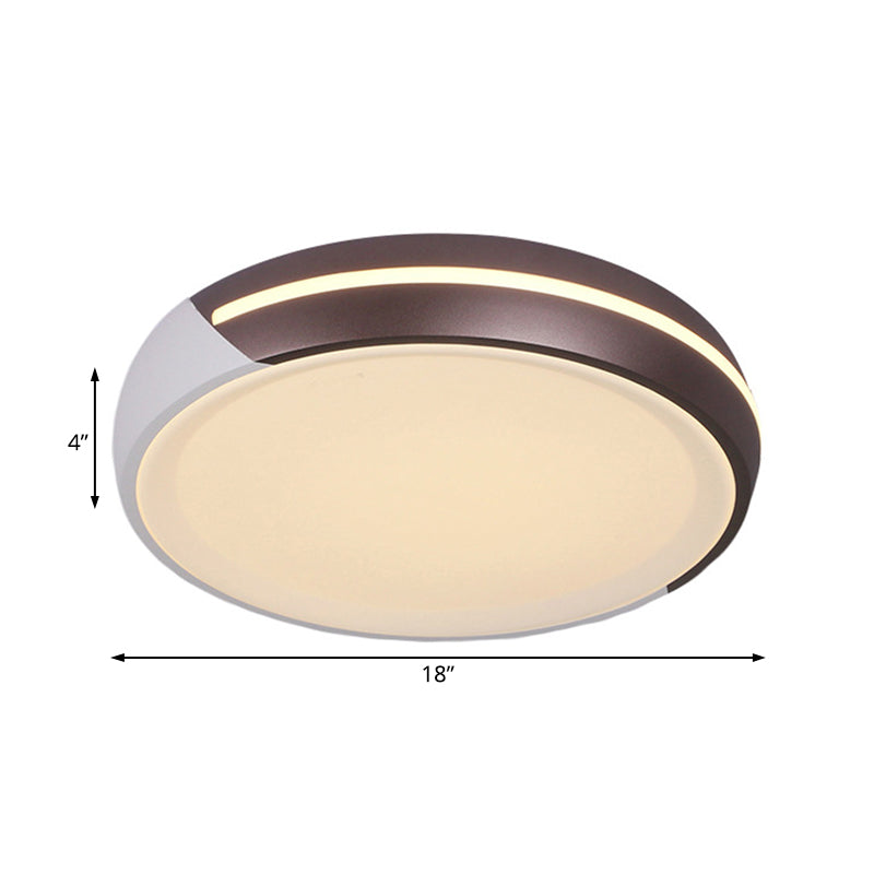 18"/21.5" Dia Round Flush Ceiling Light Simplicity Acrylic Brown LED Flush Light Fixture, Warm/White Light Clearhalo 'Ceiling Lights' 'Close To Ceiling Lights' 'Close to ceiling' 'Flush mount' Lighting' 214260