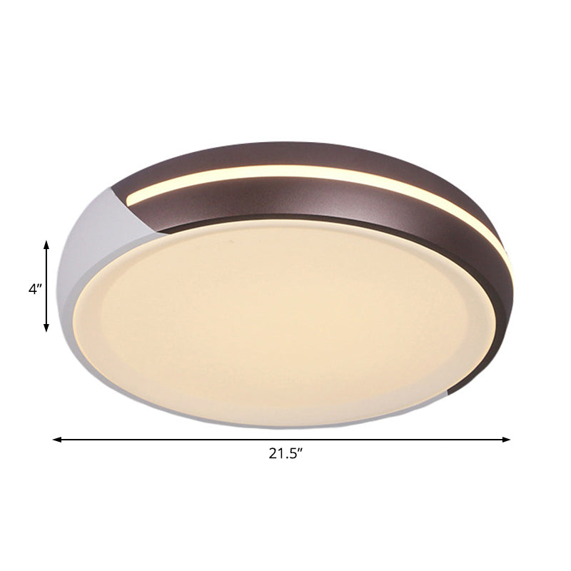 18"/21.5" Dia Round Flush Ceiling Light Simplicity Acrylic Brown LED Flush Light Fixture, Warm/White Light Clearhalo 'Ceiling Lights' 'Close To Ceiling Lights' 'Close to ceiling' 'Flush mount' Lighting' 214261