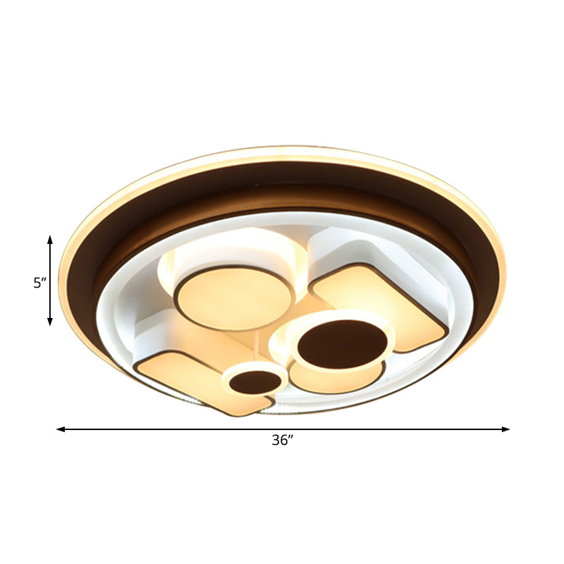 Simple LED Flush Light Brown Round/Rectangular Ceiling Lighting Fixture with Acrylic Shade in Warm/White/Natural Light Clearhalo 'Ceiling Lights' 'Close To Ceiling Lights' 'Close to ceiling' 'Flush mount' Lighting' 214293