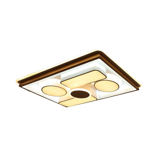 Simple LED Flush Light Brown Round/Rectangular Ceiling Lighting Fixture with Acrylic Shade in Warm/White/Natural Light Clearhalo 'Ceiling Lights' 'Close To Ceiling Lights' 'Close to ceiling' 'Flush mount' Lighting' 214296
