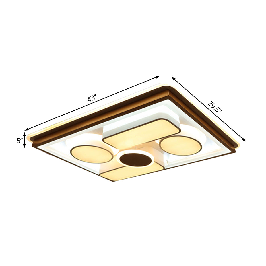 Simple LED Flush Light Brown Round/Rectangular Ceiling Lighting Fixture with Acrylic Shade in Warm/White/Natural Light Clearhalo 'Ceiling Lights' 'Close To Ceiling Lights' 'Close to ceiling' 'Flush mount' Lighting' 214297