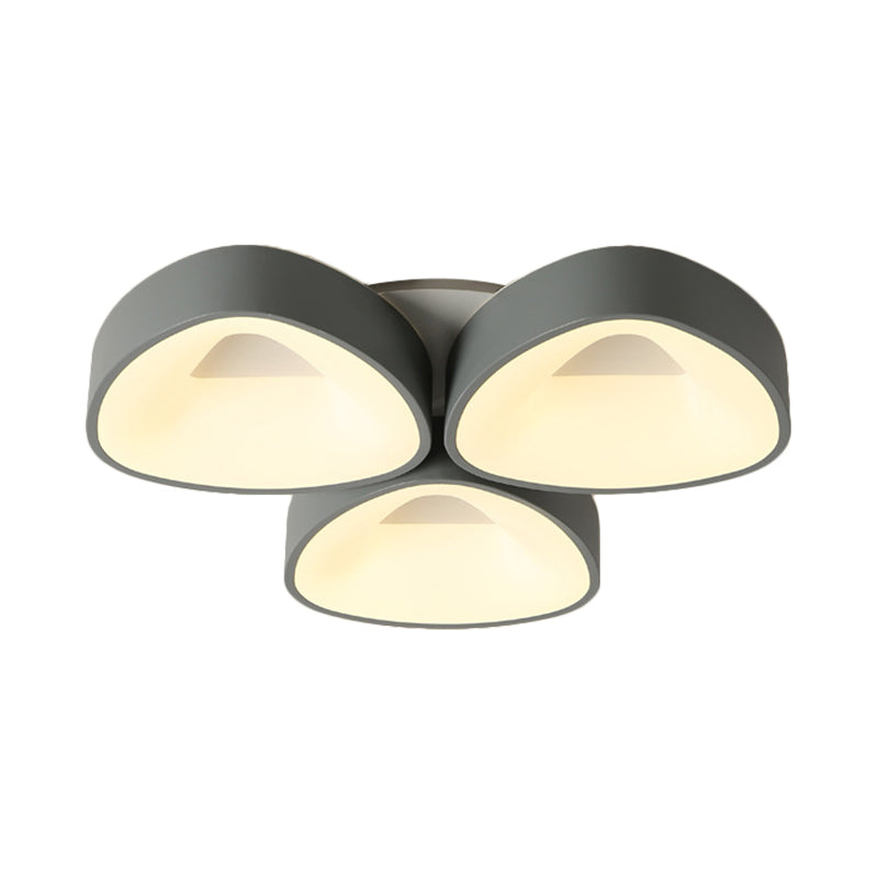 Grey Coconut Shell Flush Light Fixture Nordic 3/5 Lights Acrylic Ceiling Lamp in White/Warm/Natural Light Clearhalo 'Ceiling Lights' 'Close To Ceiling Lights' 'Close to ceiling' 'Flush mount' Lighting' 214327