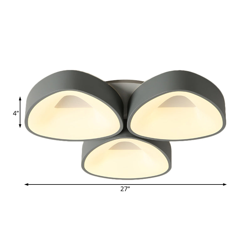 Grey Coconut Shell Flush Light Fixture Nordic 3/5 Lights Acrylic Ceiling Lamp in White/Warm/Natural Light Clearhalo 'Ceiling Lights' 'Close To Ceiling Lights' 'Close to ceiling' 'Flush mount' Lighting' 214328