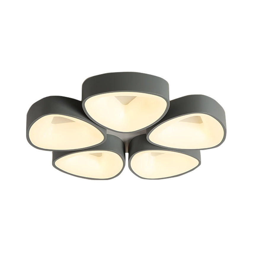 Grey Coconut Shell Flush Light Fixture Nordic 3/5 Lights Acrylic Ceiling Lamp in White/Warm/Natural Light Clearhalo 'Ceiling Lights' 'Close To Ceiling Lights' 'Close to ceiling' 'Flush mount' Lighting' 214331