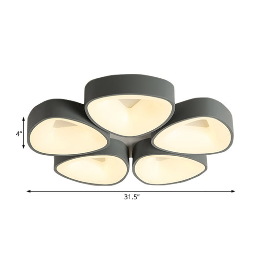 Grey Coconut Shell Flush Light Fixture Nordic 3/5 Lights Acrylic Ceiling Lamp in White/Warm/Natural Light Clearhalo 'Ceiling Lights' 'Close To Ceiling Lights' 'Close to ceiling' 'Flush mount' Lighting' 214332