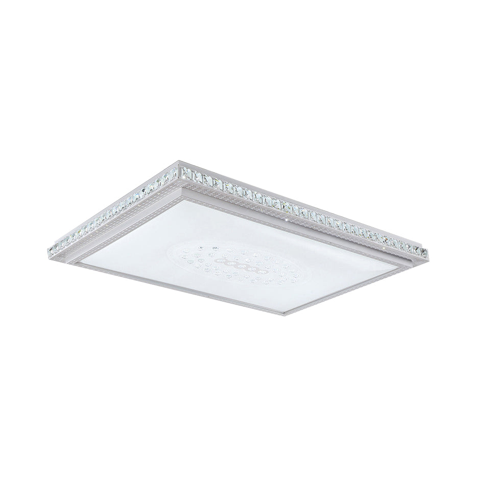 23.5"/29.5"/42.5" Wide Bedroom LED Ceiling Flush Mount White Flush Lamp with Square/Rectangular Acrylic Shade and Crystal Accents Clearhalo 'Ceiling Lights' 'Close To Ceiling Lights' 'Close to ceiling' 'Flush mount' Lighting' 214380