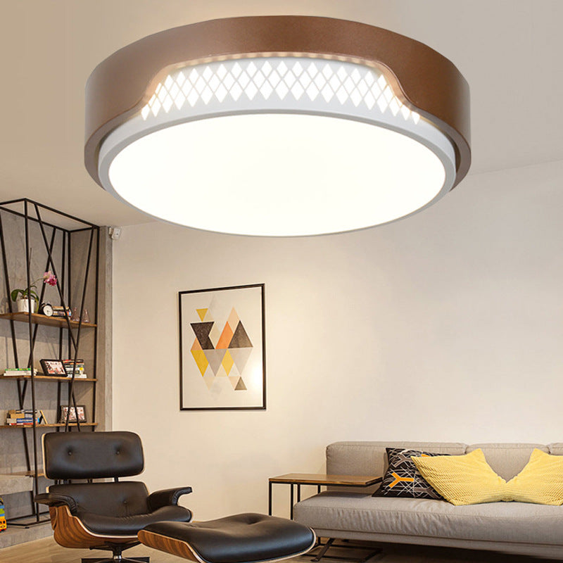 16.5"/20.5" Dia Brown Round Flush Ceiling Light Simplicity Acrylic LED Ceiling Light Fixture in Warm/White Light Clearhalo 'Ceiling Lights' 'Close To Ceiling Lights' 'Close to ceiling' 'Flush mount' Lighting' 214385