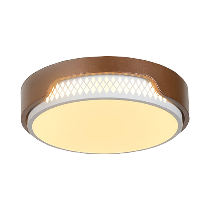 16.5"/20.5" Dia Brown Round Flush Ceiling Light Simplicity Acrylic LED Ceiling Light Fixture in Warm/White Light Clearhalo 'Ceiling Lights' 'Close To Ceiling Lights' 'Close to ceiling' 'Flush mount' Lighting' 214388