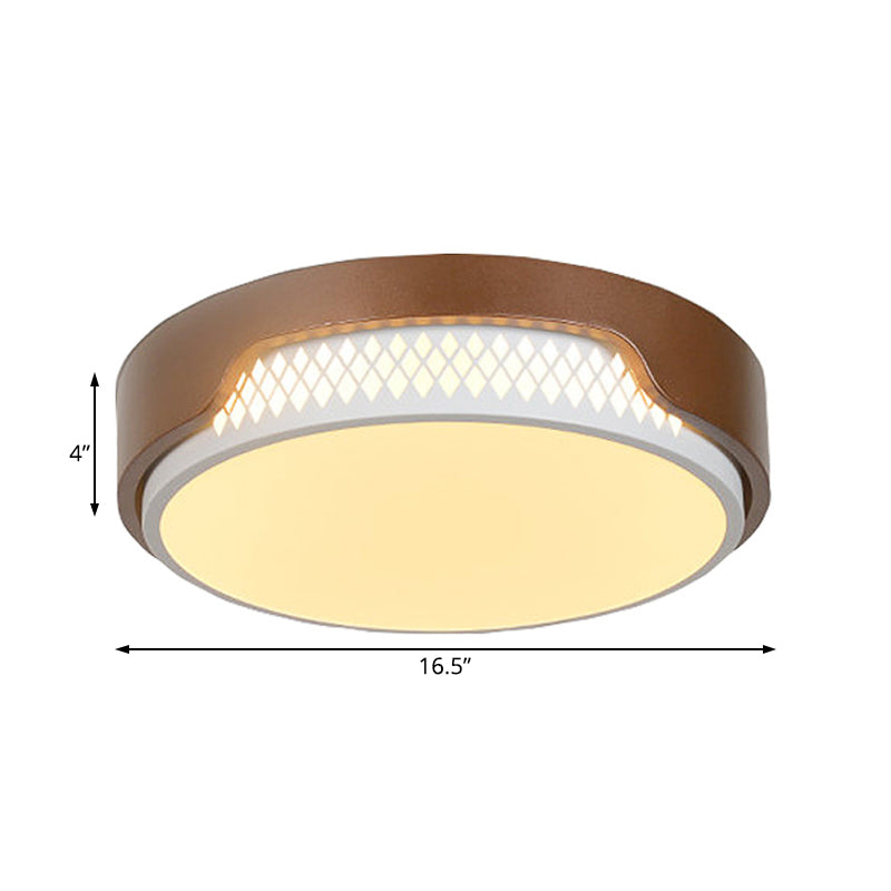 16.5"/20.5" Dia Brown Round Flush Ceiling Light Simplicity Acrylic LED Ceiling Light Fixture in Warm/White Light Clearhalo 'Ceiling Lights' 'Close To Ceiling Lights' 'Close to ceiling' 'Flush mount' Lighting' 214389