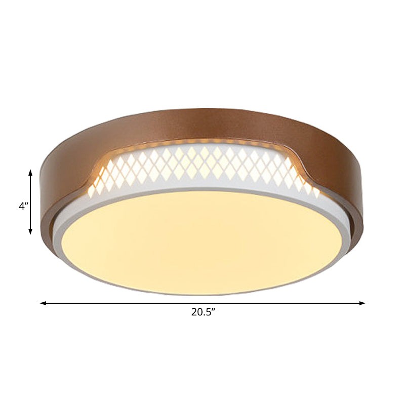 16.5"/20.5" Dia Brown Round Flush Ceiling Light Simplicity Acrylic LED Ceiling Light Fixture in Warm/White Light Clearhalo 'Ceiling Lights' 'Close To Ceiling Lights' 'Close to ceiling' 'Flush mount' Lighting' 214390