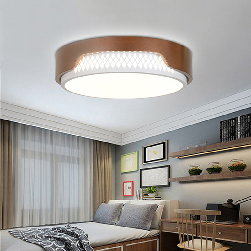 16.5"/20.5" Dia Brown Round Flush Ceiling Light Simplicity Acrylic LED Ceiling Light Fixture in Warm/White Light Clearhalo 'Ceiling Lights' 'Close To Ceiling Lights' 'Close to ceiling' 'Flush mount' Lighting' 214391