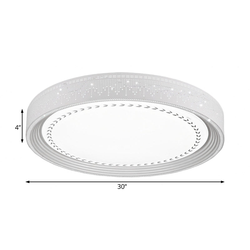 Simple LED Ceiling Light with Acrylic Shade White Round Flush Mount Lighting in Meteor Shower Design, 18"/22"/30" Dia Clearhalo 'Ceiling Lights' 'Close To Ceiling Lights' 'Close to ceiling' 'Flush mount' Lighting' 214400