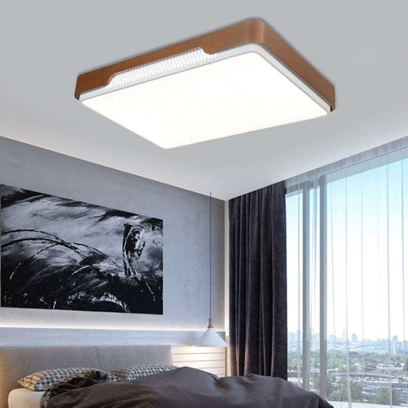 Acrylic Rectangular Flush Mount Light Fixture Modern 20.5"/36.5"/45" Wide Brown Flushmount in Warm/White Light Clearhalo 'Ceiling Lights' 'Close To Ceiling Lights' 'Close to ceiling' 'Flush mount' Lighting' 214409