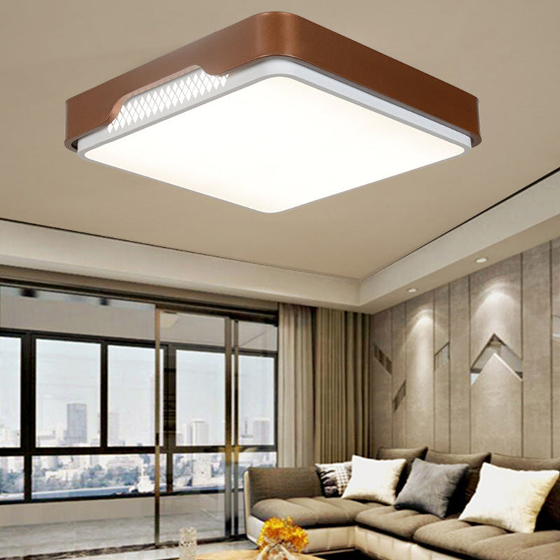 Acrylic Rectangular Flush Mount Light Fixture Modern 20.5"/36.5"/45" Wide Brown Flushmount in Warm/White Light Clearhalo 'Ceiling Lights' 'Close To Ceiling Lights' 'Close to ceiling' 'Flush mount' Lighting' 214414