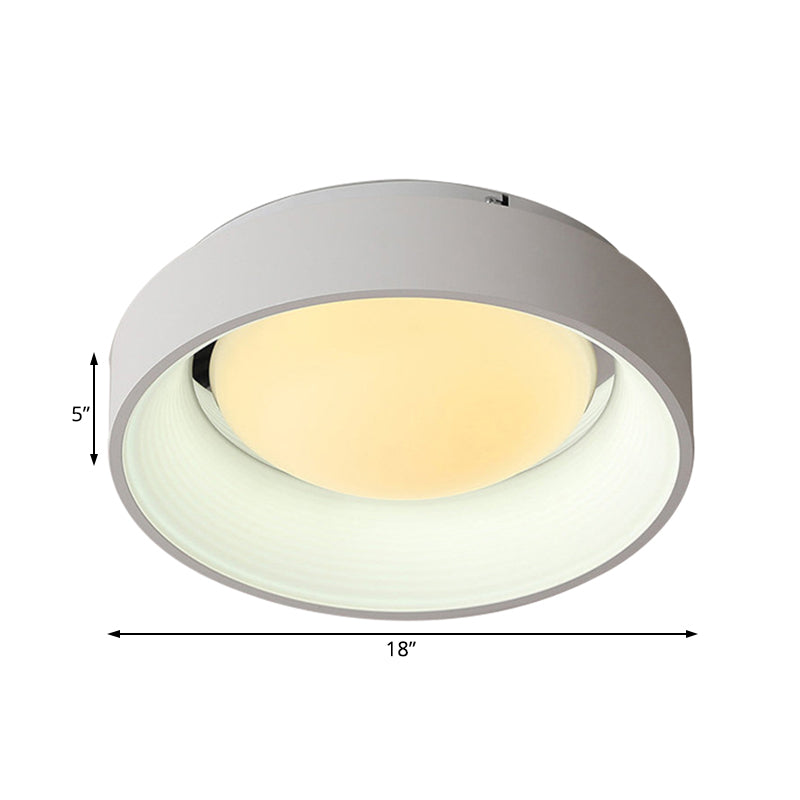 Drum Flush Ceiling Light Fixture Nordic Acrylic 18"/23.5" Dia Grey/White LED Flush Mount Lamp Clearhalo 'Ceiling Lights' 'Close To Ceiling Lights' 'Close to ceiling' 'Flush mount' Lighting' 214424