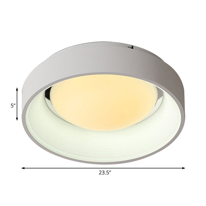 Drum Flush Ceiling Light Fixture Nordic Acrylic 18"/23.5" Dia Grey/White LED Flush Mount Lamp Clearhalo 'Ceiling Lights' 'Close To Ceiling Lights' 'Close to ceiling' 'Flush mount' Lighting' 214425