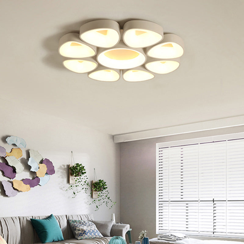 Floral Flush Light Nordic Acrylic Grey/White LED Ceiling Mount Fixture in Warm/White Light Clearhalo 'Ceiling Lights' 'Close To Ceiling Lights' 'Close to ceiling' 'Flush mount' Lighting' 214444