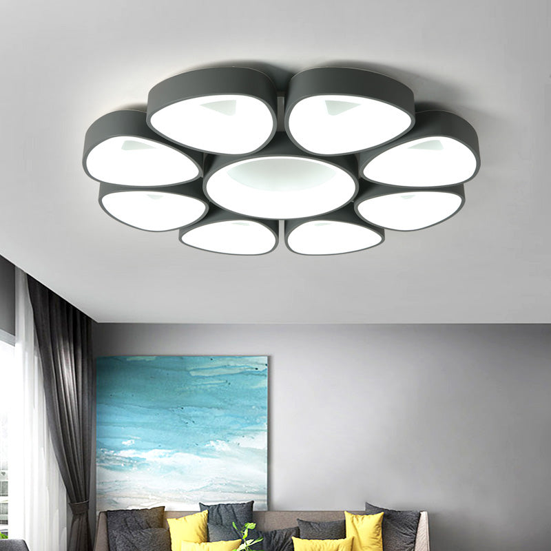 Floral Flush Light Nordic Acrylic Grey/White LED Ceiling Mount Fixture in Warm/White Light Clearhalo 'Ceiling Lights' 'Close To Ceiling Lights' 'Close to ceiling' 'Flush mount' Lighting' 214447