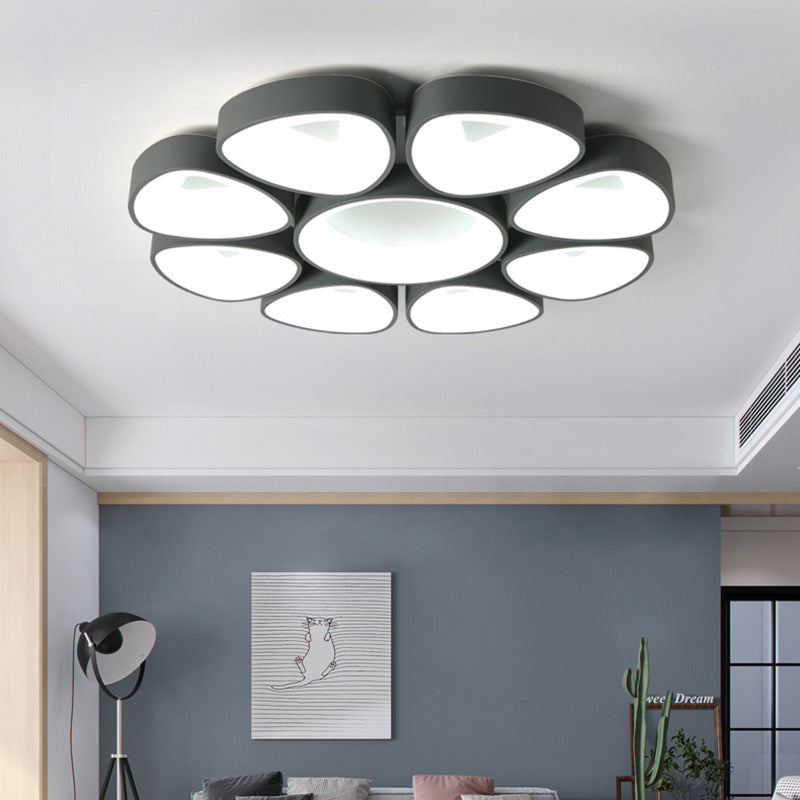 Floral Flush Light Nordic Acrylic Grey/White LED Ceiling Mount Fixture in Warm/White Light Grey Clearhalo 'Ceiling Lights' 'Close To Ceiling Lights' 'Close to ceiling' 'Flush mount' Lighting' 214448