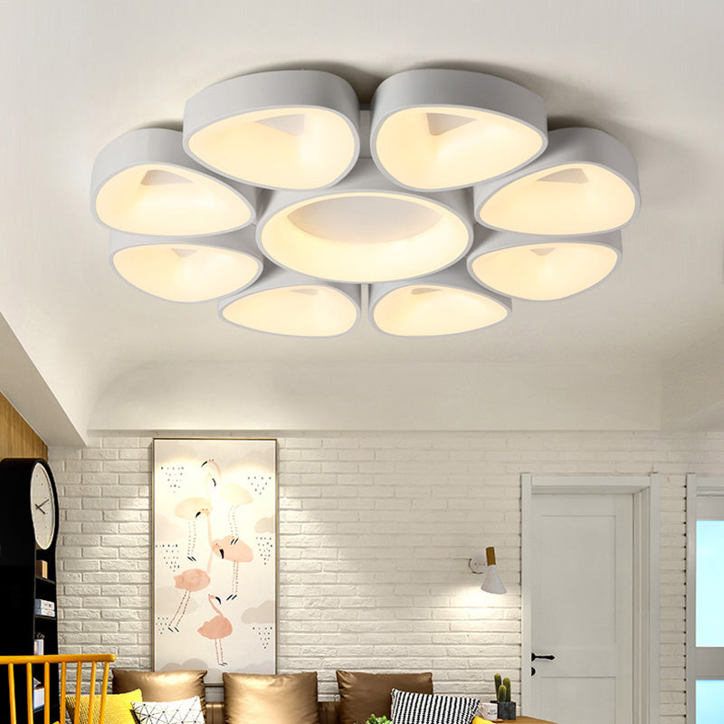 Floral Flush Light Nordic Acrylic Grey/White LED Ceiling Mount Fixture in Warm/White Light White Clearhalo 'Ceiling Lights' 'Close To Ceiling Lights' 'Close to ceiling' 'Flush mount' Lighting' 214449