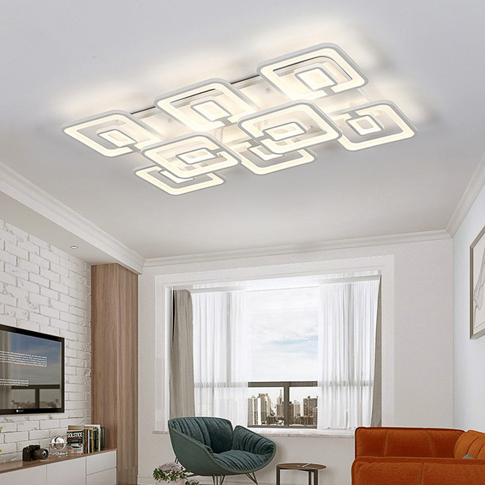 Modern 5/8-Head LED Flush Mount Light White Multi-Layer Ceiling Lamp with Acrylic Shade in Warm/White/Natural Light Clearhalo 'Ceiling Lights' 'Close To Ceiling Lights' 'Close to ceiling' 'Flush mount' Lighting' 214487