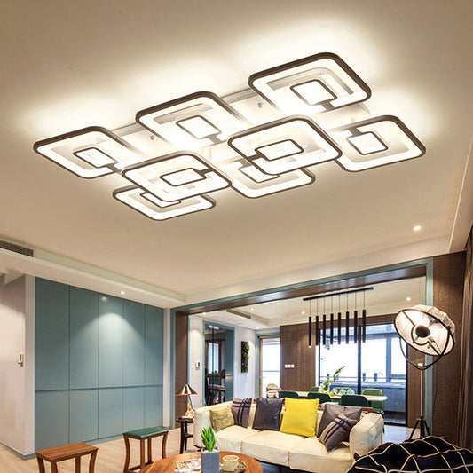 Modern 5/8-Head LED Flush Mount Light White Multi-Layer Ceiling Lamp with Acrylic Shade in Warm/White/Natural Light 8 White Clearhalo 'Ceiling Lights' 'Close To Ceiling Lights' 'Close to ceiling' 'Flush mount' Lighting' 214497